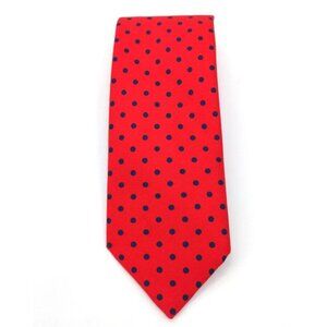 Allen‎ Collins Tie Red Blue Polkadot Silk 59" Patriotic USA